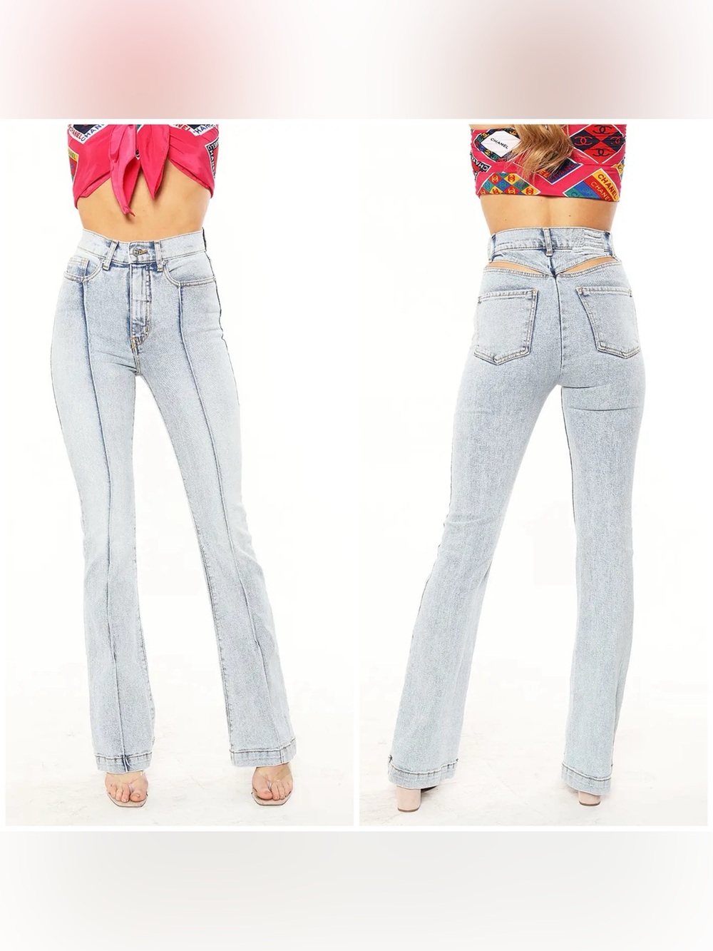 Revice Denim Avalon Bayside Cut Out Flare Jeans Size 28